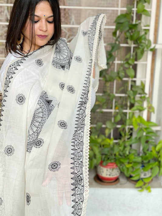 Cotton Dupatta with Thread Embroidery