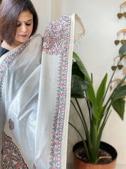 Handpainted Madhubani Dupatta in Pure Chanderi Silk