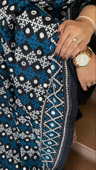 Black Handmade Sindhi Kadhai with Real Mirror Handwork Dupatta in Pure Silk