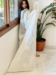 Off-White Cotton Dupatta with Embroidery