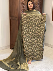 Gold Designer Handwoven Kadwa Banarasi Suit Set in Pure Silk