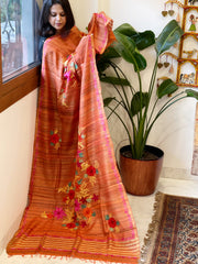 Kashmiri Aari Embroidered Dupatta in Geecha Silk