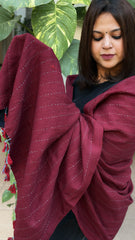 Blue Ajrakh Handblock Printed Silk-Woollen Shawl