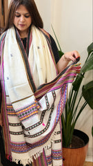 Off-White Handwoven Woollen Shawl