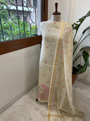 Dupatta Set with Thread Embroidery in Chanderi cotton