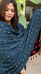 Rust Ajrakh Handblock Printed Silk-Woollen Shawl