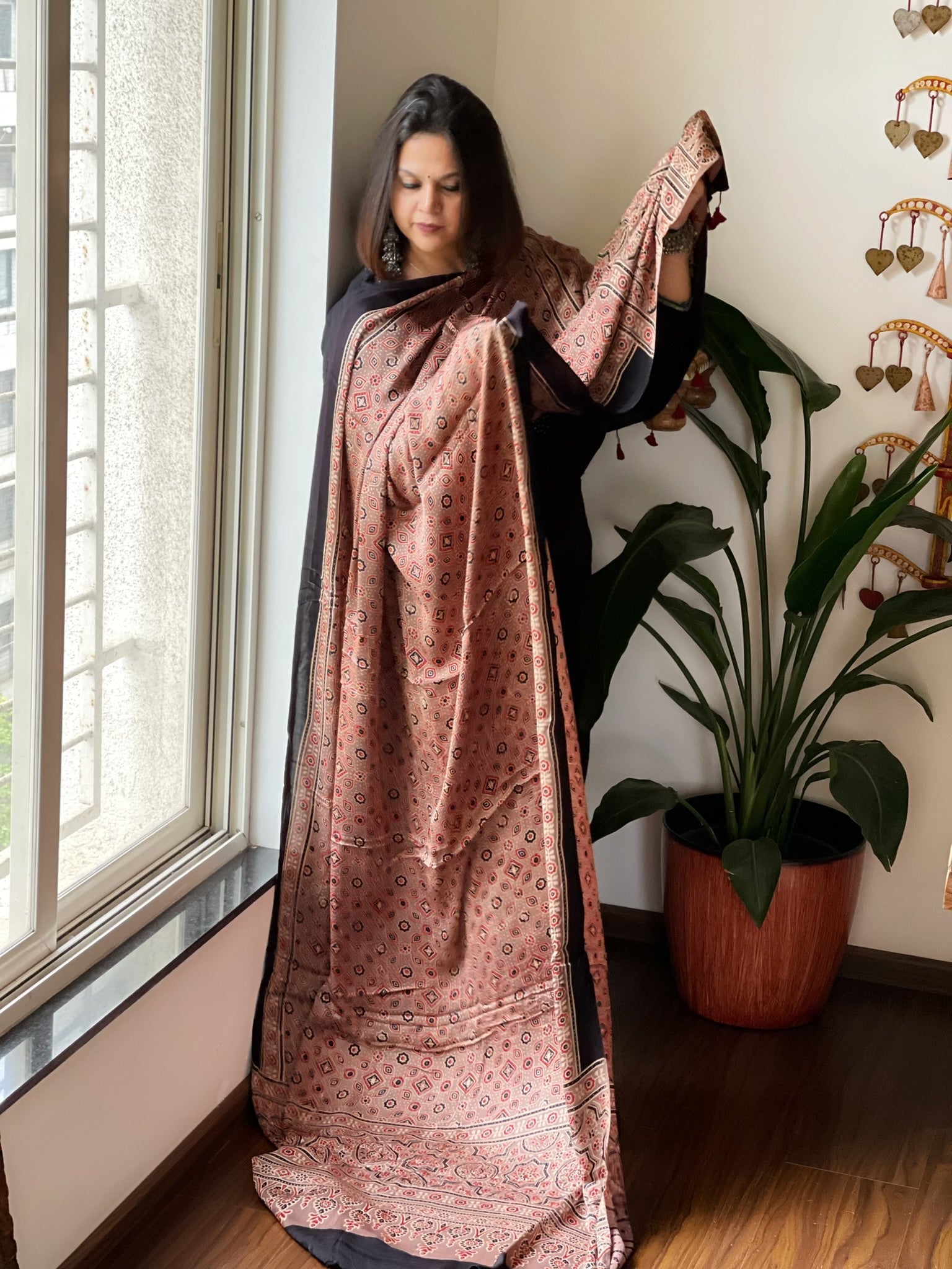 Handblock Printed Ajrakh Dupatta