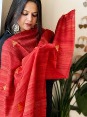 Handmade Phulkari Dupatta in Pure Geecha-Tussar Silk
