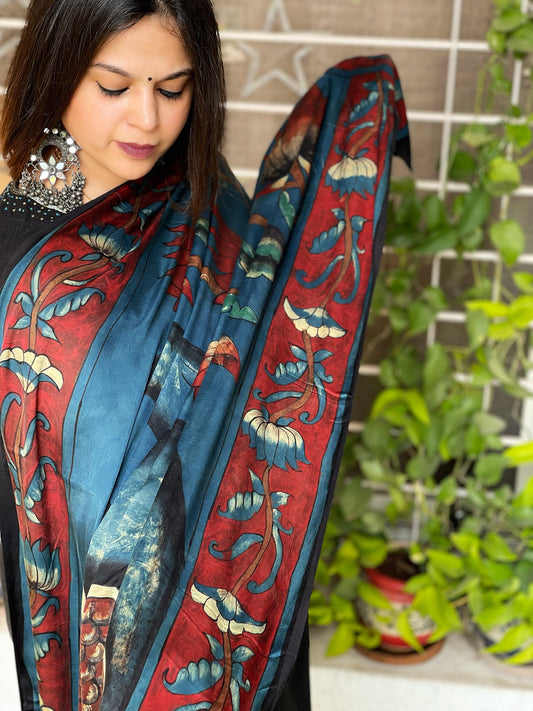 Handsketched & Handpainted Dupatta in Modal Silk