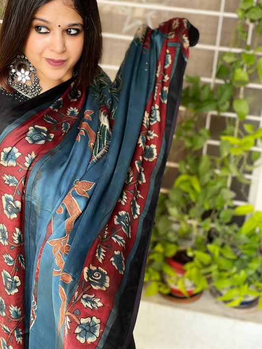 Handsketched & Handpainted Dupatta in Modal Silk