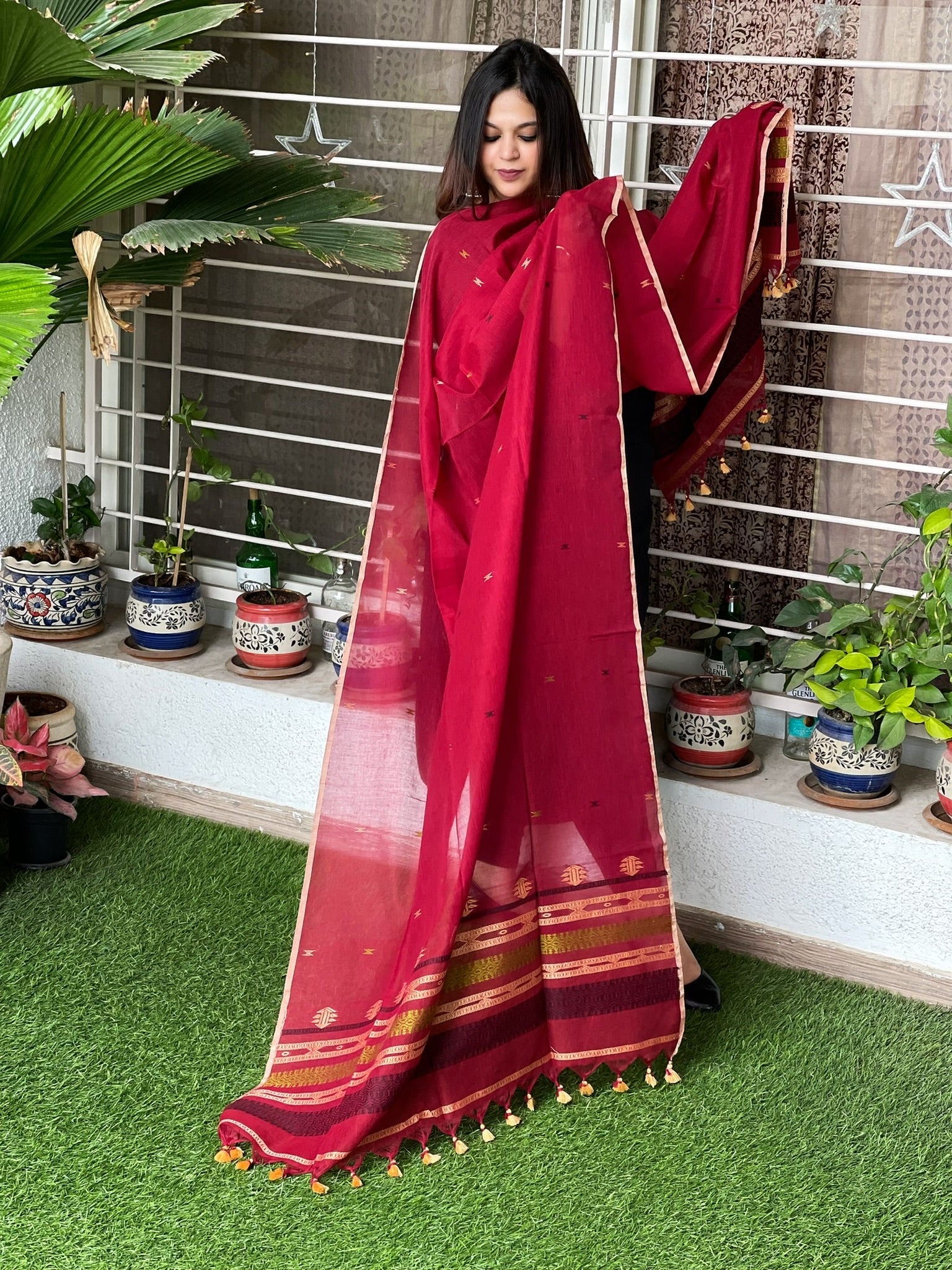 Handwoven Bhujodi Dupatta in Chanderi Cotton