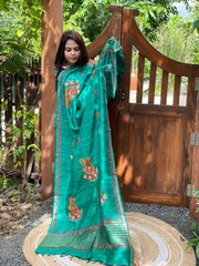 Green Kashmiri Aari Embroidered Dupatta in Geecha Silk