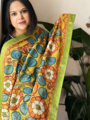 Handpainted Kalamkari Dupatta in Chanderi Silk