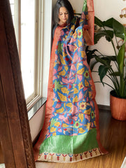Handpainted Kalamkari Dupatta in Chanderi Silk