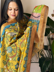 Handpainted Kalamkari Dupatta in Chanderi Silk