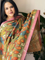Handpainted Kalamkari Dupatta in Chanderi Silk