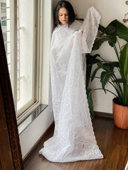 White Kota Cotton Dupatta with Cut Work Jaal