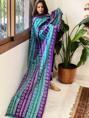 Purple, Rama Handmade Kantha Dupatta in Silk