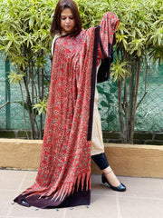 Rust Handblock Printed Ajrakh Dupatta with Mukaish Handwork