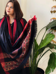 Black Woven Kullu Woollen Shawl