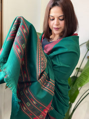 Bottle Green Woven Kullu Woollen Shawl