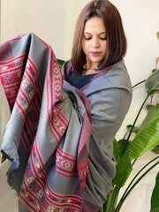 Grey Woven Kullu Woollen Shawl
