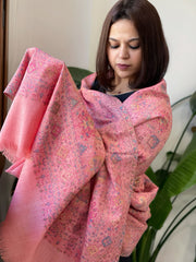 Pink Woven Kaani Jaal Pashmina Shawl with Zari