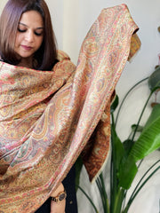 Lite Gold Woven Kaani Jaal Pashmina Shawl with Zari