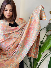 Off-White Woven Kaani Jaal Pashmina Shawl with Zari