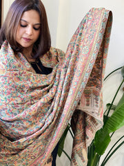 Lite Brown Woven Kaani Jaal Pashmina Shawl