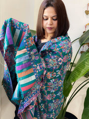 Teal Woven Kaani Jaal Pashmina Shawl