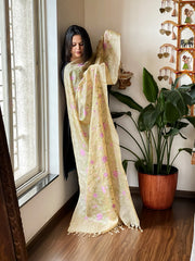 Tussar Silk Dupatta with cross-stitch embroidery