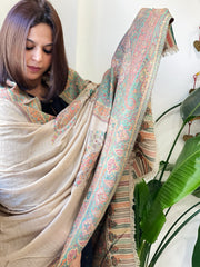 Lite Brown Woven Kaani Jaal Pashmina Shawl