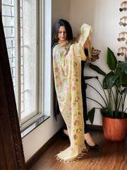 Tussar Silk Dupatta with cross-stitch embroidery