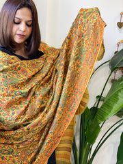 Yellow Woven Kaani Jaal Pashmina Shawl