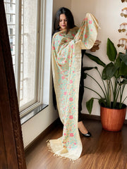 Tussar Silk Dupatta with cross-stitch embroidery