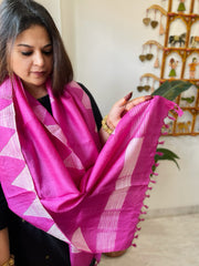 Pink Woven Ikat Stoles in Pure Silk