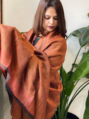 Rust Pashmina Shawl with Zari