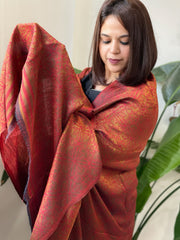Maroonish Red Pashmina Shawl with Zari