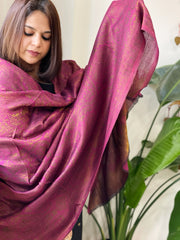 Magenta Pashmina Shawl with Zari