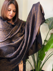 Navy Pashmina Shawl with Zari