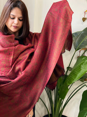 Maroonish Red Pashmina Shawl with Zari