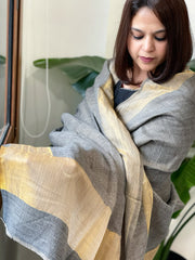 Grey Pashmina Shawl with Zari