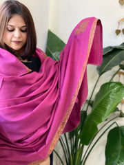 Pink Woven Pashmina Shawl with Thread Embroidery