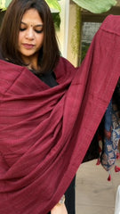 Blue Ajrakh Handblock Printed Silk-Woollen Shawl