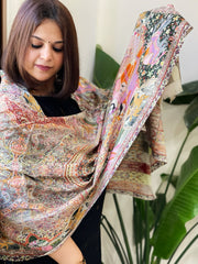Woven Pashmina Kalamkari Stole with Embroidery