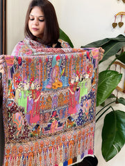 Woven Pashmina Kalamkari Stole with Embroidery