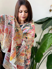 Woven Pashmina Kalamkari Stole with Embroidery