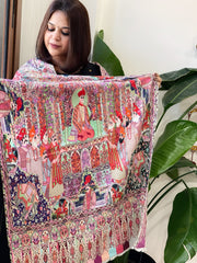 Woven Pashmina Kalamkari Stole with Embroidery