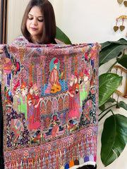 Woven Pashmina Kalamkari Stole with Embroidery